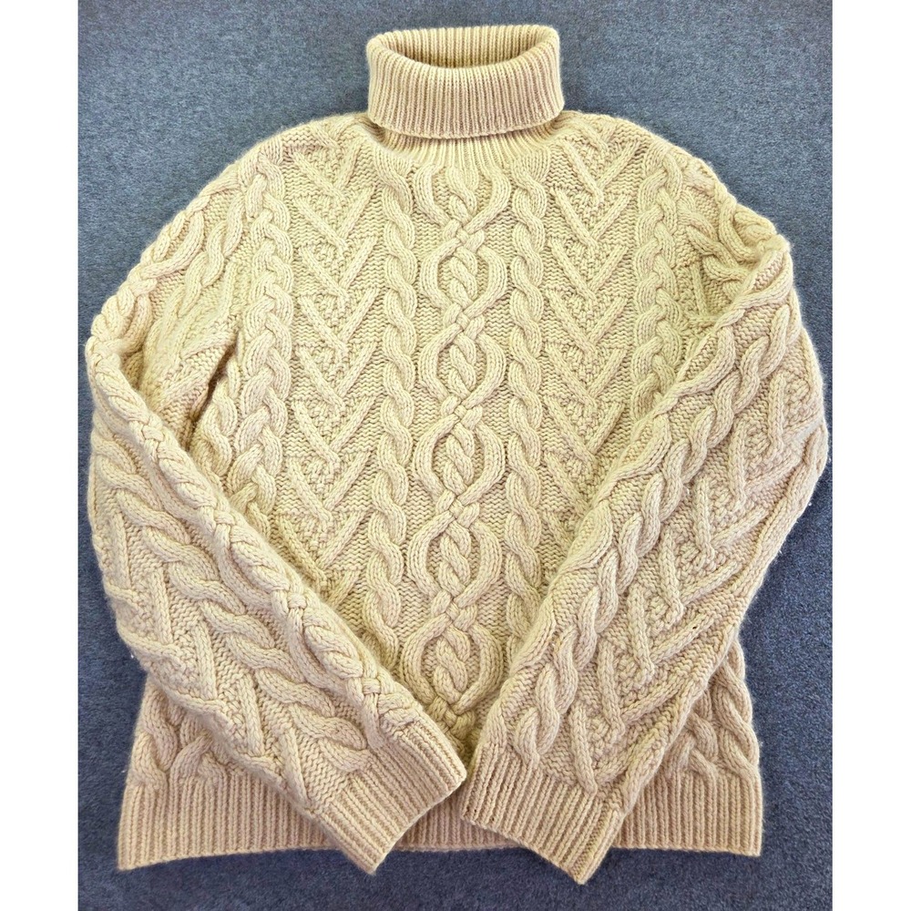 VTG Y2K Lauren Ralph Lauren Hand Knit Wool Angora Cable Knit Turtleneck Sweater